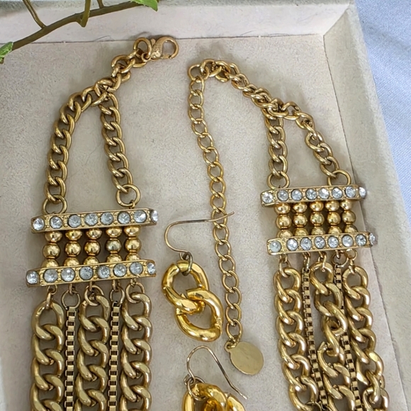 Vintage Chunky Multi Gold Chain Necklace and Earrings Set - Picture 11 of 11